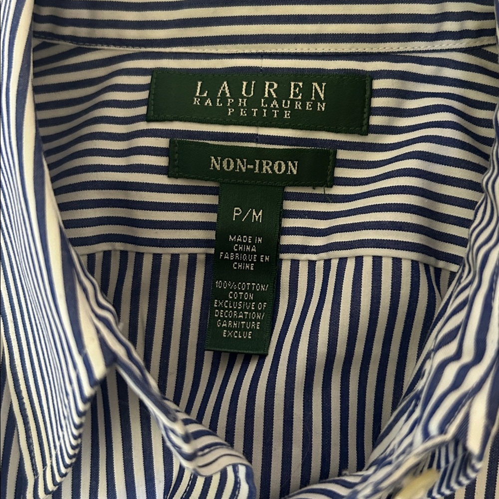 Ralph Lauren Navy and White Striped Dress Shirt - Picture 2 of 3